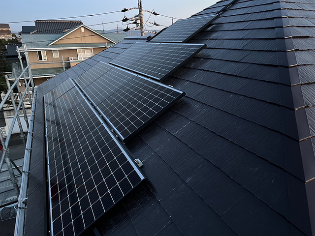 岐阜県多治見市の長州産業製CS-223B81S ×23、CS-109B81S ×9の太陽光発電施工写真