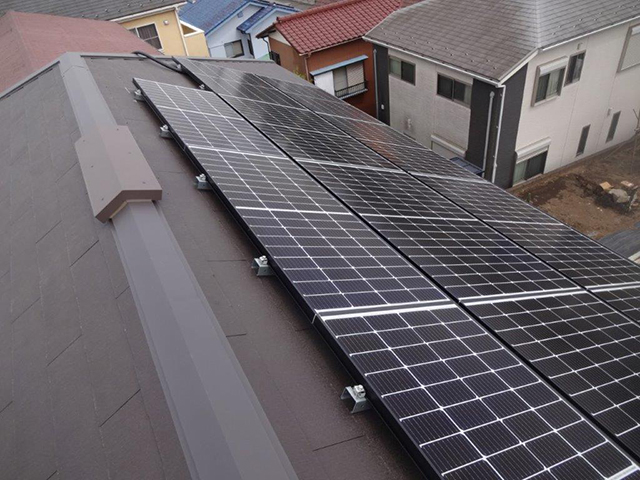 神奈川県横浜市の長州産業製CS-340B81 ×11、CS-223B81 ×3の太陽光発電施工写真