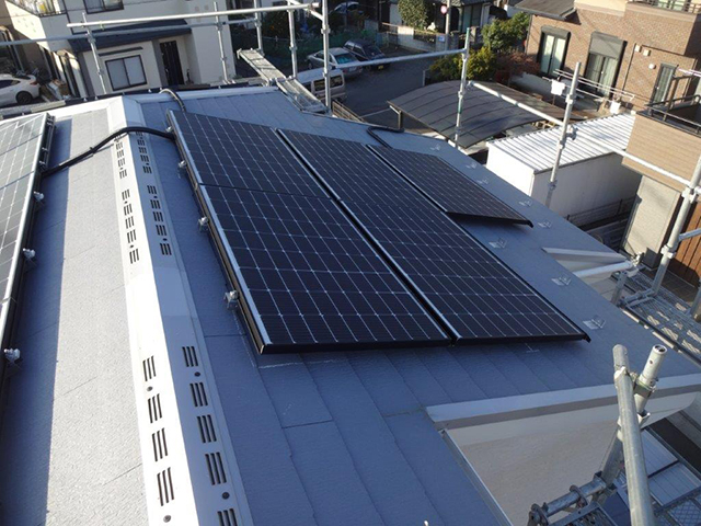 東京都武蔵村山市の長州産業製CS-223B81S ×14、CS-109B81S ×3、CS-109B81L ×4、CS-109B81R ×3、CS-217B81SAG ×5の太陽光発電施工写真3