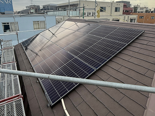 東京都大田区の長州産業製CS6.2-48TM-455 ×6、CS6.2-32TM-300 ×3の太陽光発電施工写真