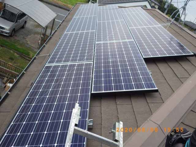 茨城県下妻市のパナソニック製VBHN252WJ01 ×15、VBHN120WJ01 ×3の太陽光発電施工写真