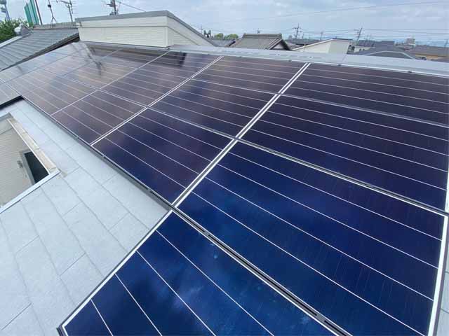 愛知県江南市のカナディアン・ソーラー製CS1V-265MS ×11、CS1VL-210MS ×10の太陽光発電施工写真