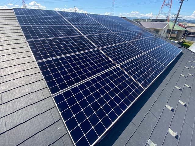 岐阜県本巣郡の東芝製SPR-X21-265× 24枚の太陽光発電施工写真