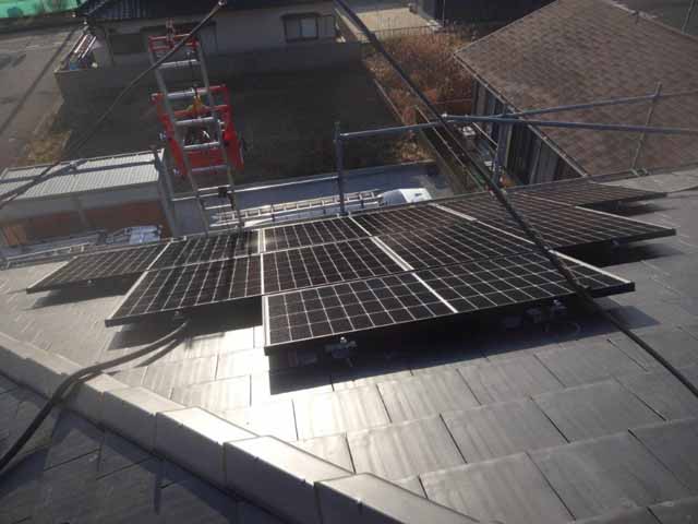 茨城県神栖市の長州産業製CS-340B81 ×15、CS-223B81 ×3の太陽光発電施工写真3