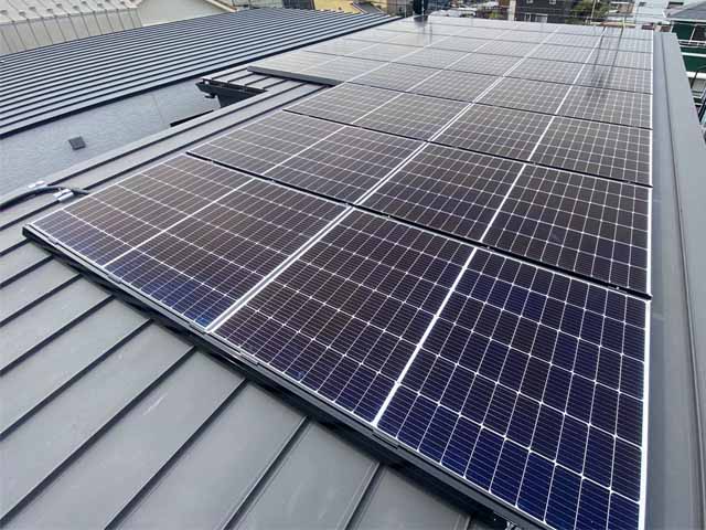 愛知県北名古屋市のエクソル製XLM120-380L ×21の太陽光発電施工写真