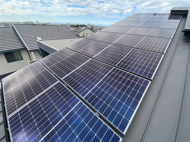 愛知県大府市の長州産業製CS-340B81 ×15、CS-223B81 ×2の太陽光発電施工写真
