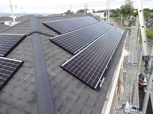 群馬県前橋市の長州産業製CS-223B81S ×18、CS-109B81S ×3の太陽光発電施工写真