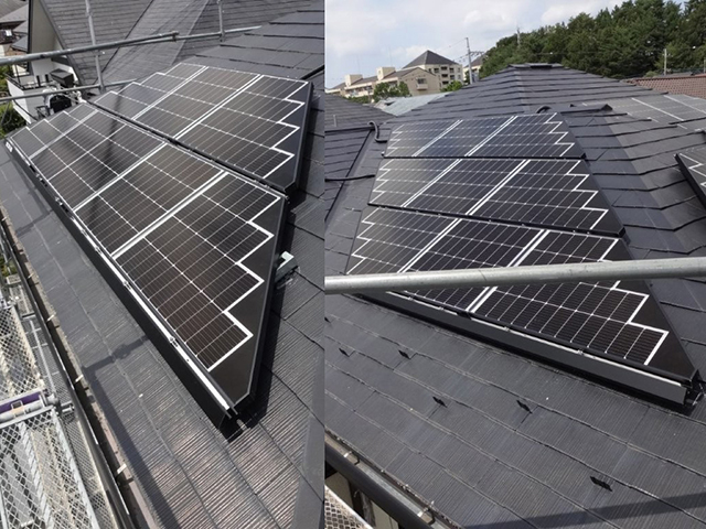 東京都多摩市の長州産業製CS-243B91 ×9、CS-120B91S ×10、CS-120B91L ×6、CS-120B91R ×19の太陽光発電施工写真4