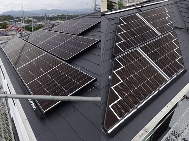 東京都八王子市の長州産業製CS-243B91 ×6、CS-120B91L ×6、CS-120B91R ×10、CS-238B91AG ×3、CS-118B91SAG ×2、CS-118B91RAG ×4の太陽光発電施工写真4