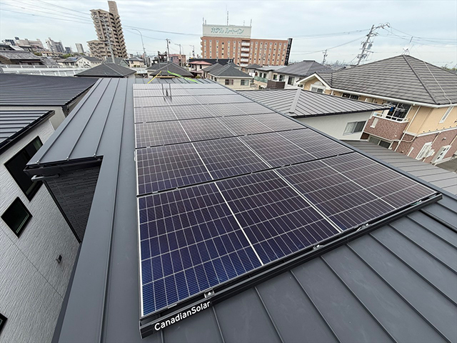 愛知県知立市のカナディアンソーラー製CS6.2-48TM-455 ×14の太陽光発電施工写真