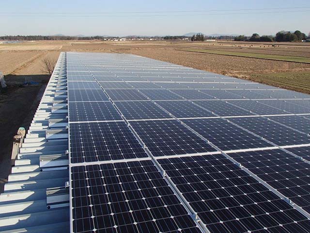 栃木県河内郡のアップソーラー製UP-M255M×160枚の太陽光発電施工写真