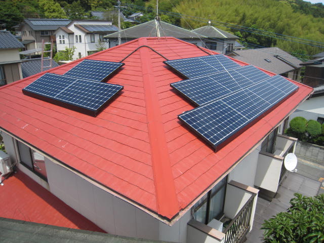 福岡県宗像市の東芝製SPR-250NE-WHT-J×15枚の太陽光発電施工写真