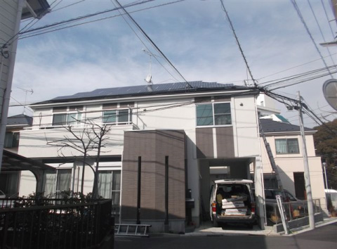 神奈川県横浜市の東芝製SPR-250NE-WHT-J×15枚の太陽光発電施工写真